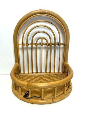 Accent Decor Rattan Rainbow Wall Mount Wicker Shelf & Hanging Basket Organizer